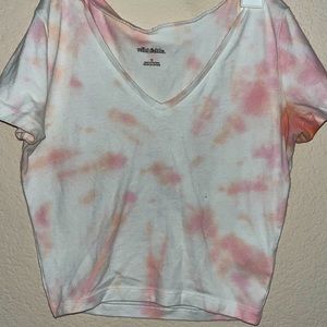 White tie dye crop top